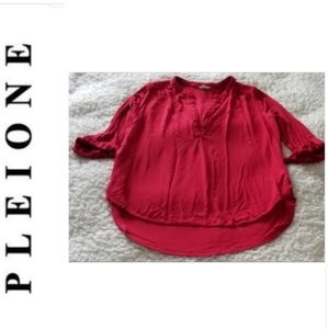 Pleione (Anthropologie), Large, Red, Hi-Lo Top